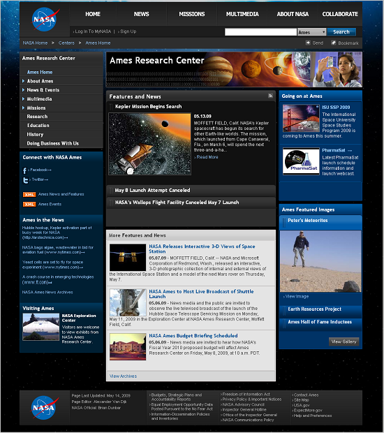 NASAのWeBlogページのスクリーンショット
